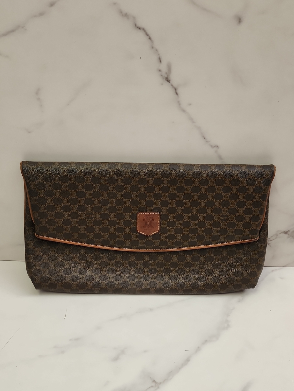 Authentic Vintage Celine Mcadam Fold Over Clutch With Digital COA